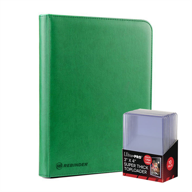Green - Toploader Zipped 9-Pocket binder